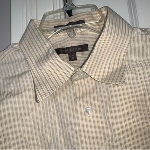 Nordstrom Men's Beige Striped Button Up Long Sleeves Dress Shirt Size 17/33